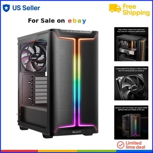 Boîtier PC Mid-Tower ATX Airflow Gaming avec 3 ventilateurs et éclairage ARGB - Photo 1/9