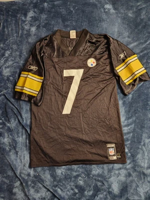 Camiseta Ben Roethlisberger Pittsburgh Steelers Reebok #7 Masculina Média Preta Amarela - Imagem 1 de 4