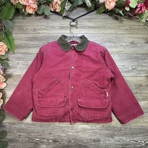 Vintage LL Bean Kids Sherpa Lined Barn Coat Size Small Red Southwestern Chore - Picture 1 of 24