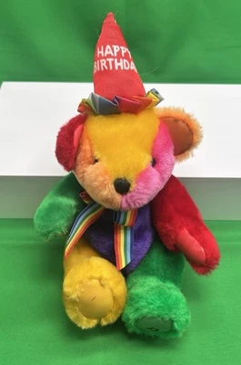 Rainbow Happy Birthday Teddy Bear Plush Stuffed Doll First & Main 9" Not Working - Image 1 of 4