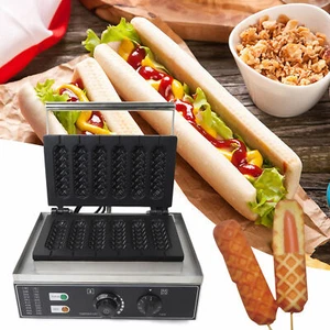 1500W Kommerzielles Waffeleisen Waffelmaschin6 Stück Hotdog Maschine Waffelgerät - Bild 1 von 21