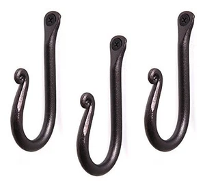 Ganchos para toallas de hierro forjado hechos a mano estante de ropa, conjunto de 3, negro decorativo - Imagen 1 de 9