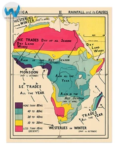 Educational Poster Africa's Rainfall Patterns Wall Art 12X16/16X20/18X24/24X36 - Picture 1 of 7