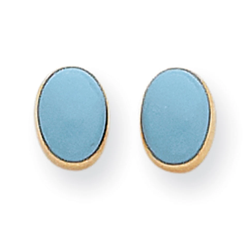 14k Madi K Bezel Set Oval Turquoise Post Earrings Se649