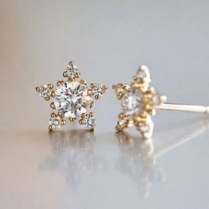 Graduation CZ Stars 925 Sterling Silver Stud Earrings For WOMEN,Office Wear,Gift - Picture 1 of 5