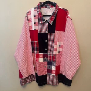Chaqueta de retazos vintage años 90 Roaman’s bandera americana para mujer talla 4X - Imagen 1 de 7
