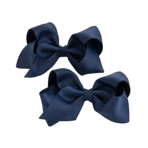 Paar Mädchen schlicht marineblau Band Stil Schleife Motiv Haarschnabel Clips Folien - Bild 1 von 1