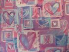 2-1/4 YDS PASTEL COLORED HEARTS W PINK RIBBONS 100% COTTON TIMELESS TREASURES