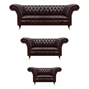 Luxuriöse Chesterfield Braune Ledergarnitur Wohnzimmer Polster Möbel - Bild 1 von 9