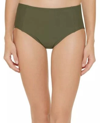 DKNY Bikini Swim Bottoms Seamed High Waist Moss Green Size Large $58 - NWT - Image 1 of 4