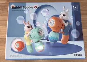 NEW Rabbit Bubble Gun Machine 8 Hole Super Bubbles 2pc In A Pack - Picture 1 of 9