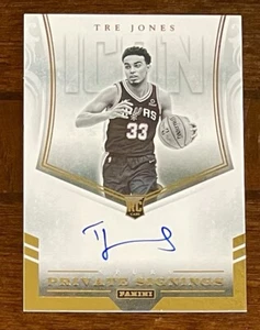 /10🔥2021 Panini Flux Tre Jones Rookie Firme Private ORO SU CARD RC Auto - Foto 1 di 2