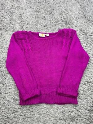 Suéter Liz Claiborne Mujer Pequeño Rosa Caliente Seda Crochet Cable Tejido Calado De Colección Foto 1 de 4