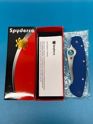 RARE Spyderco Military Blue G10 S90V Satin C36GPBL Exclusive NEW - Image 1 of 4