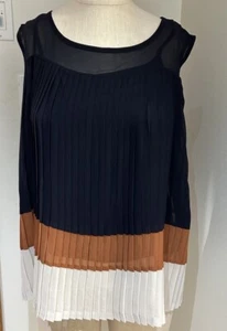 Sleeveless Blouse Top with Attached Navy Camisole sz M Design History NEW TAGS - Picture 1 of 12