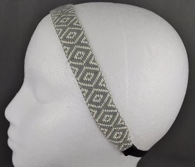 Diadema elástica elástica tejida trenzada gris blanca de 1" de ancho Foto 1 de 4