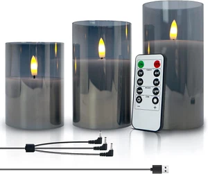 Rechargeable LED Flameless Candles Flickering with Timer & Remote Control, Built - Picture 1 of 12