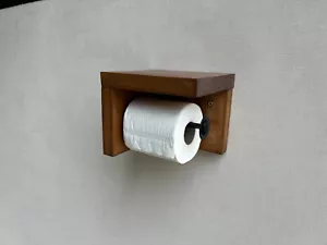 Rustic Wood Toilet Roll Paper Holder Bathroom Wall Mounted - Picture 1 of 4