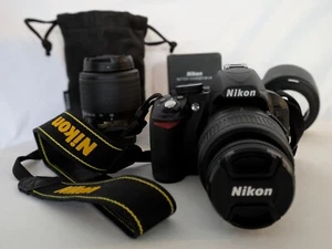 Nikon D3100 DSLR Camera with 18-55mm & 55-200mm VR  Lens 2028 clicks Nikon USA - Picture 1 of 23
