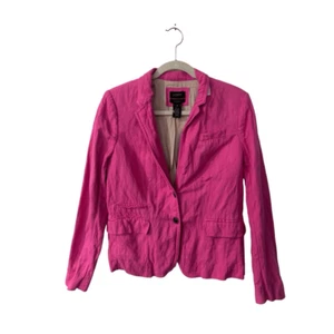 J. Crew Magenta Pink Schoolboy Linen Blazer Size 10 Barbie Core Office Work wear - Picture 1 of 13