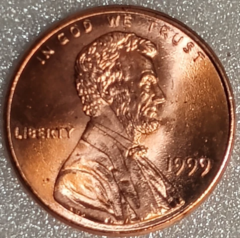 1999 P Brilliant Red Uncirculated (BU) Lincoln Memorial Cent (Penny) Cover