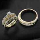 Bridal Trio Wedding Ring Set 14k Yellow Gold Plated 3CT Lab-Created Diamond