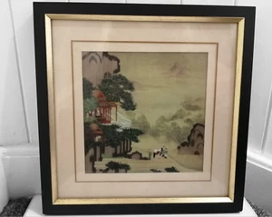 King Silk Art Embroidery Hand Made Chinese Landscape Tang Yin Bohu 13" x 13" - Imagen 1 de 19