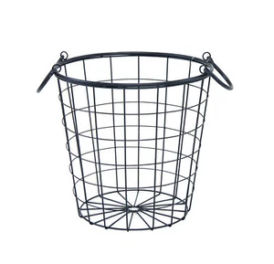 Metall Drahtkorb mit Griffen schwarz - 35cm - Deko Aufbewahrung Gitter Korb rund - Bild 1 von 2