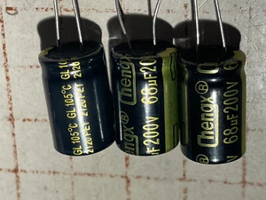 Qty. 3 Chengx 68uF 200v 13x20mm +/-20%+ 105°C Aluminum Electrolytic Capacitors - Picture 1 of 5