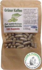 100 Kapseln 650 mg Grüner BIO Kaffee. GEWICHTSKONTROLLE  DIÄT  FETTSTOFFWECHSEL