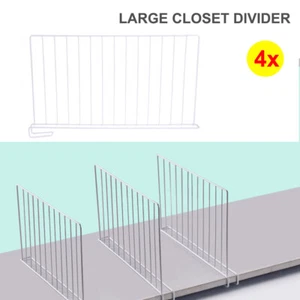4x Large Metal Closet Divider Wire Shelf Separator Panel Storage Organizer - Picture 1 of 12