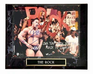 WWE THE ROCK SIGNED 8X10 WRESTLING PHOTO FRAMED WITH PROOF AND STEINER COA RARE - Picture 1 of 5