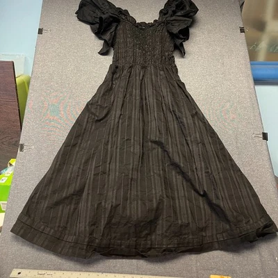 Banana Republic Women's Maxi Dress Size XS Black Puff Sleeve 100% Cotton - Image 1 of 4