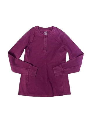 DULUTH TRADING CO  Burgundy Button Crew Neck Henley Heavy Long Sleeve Top. XS - Image 1 of 4