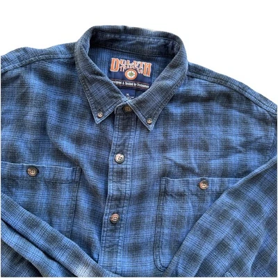 Duluth Trading Co blue Plaid Flannel Button Shirt 100% Cotton mens XLarge - Image 1 of 4