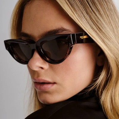 Женские солнцезащитные очки Bottega Veneta BV1249S 002 Havana с коричневыми линзами Cateye ПОДЛИННЫЕ - Изображение 1 из 4