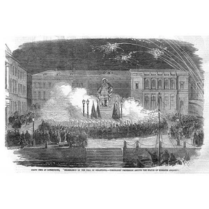 SWEDEN Grand Fete at Gothenburg Torchlight Procession - Antique Print 1855 - Foto 1 di 1