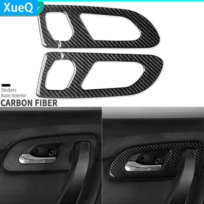 Cubierta de manija de puerta trasera interior de fibra de carbono real para Chevrolet Traverse 2009-17 Foto 1 de 4