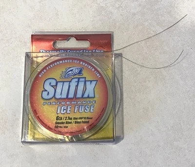 Línea trenzada de pesca Sufix Performance Ice Fuse azul humo 6 lb libra 50 yardas NUEVO Foto 1 de 3