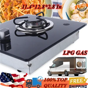 RV Gas Cooktop LPG Single Burner Gas Stove Hob with Tempered Glass Knob-Control - Picture 1 of 14