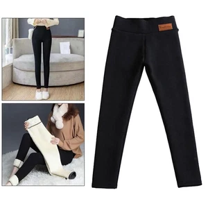Legging thermique d'hiver pour femme, doublé de fourrure polaire, taille - Picture 1 of 43
