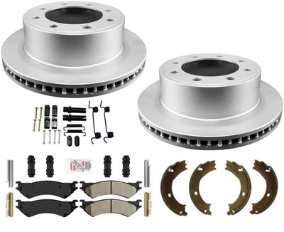 Rotores de freno traseros pastillas de freno zapatas de freno kit de resorte para Ford E250 1999-2005 Foto 1 de 4