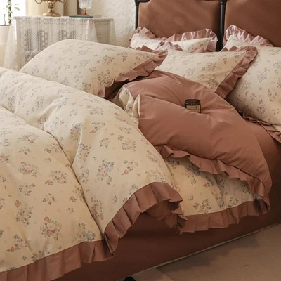 Rose Flower Duvet Cover Twin Girls Romantic Floral Bedding Set with Dusty Pin... - Image 1 of 4