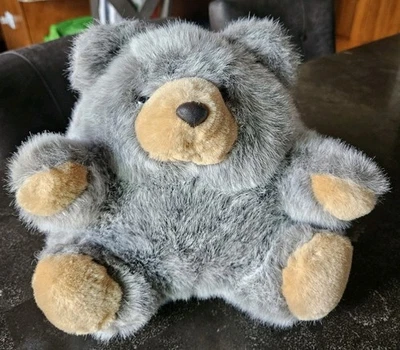 Unipak Chubby Gray Bear Plush 9" Soft Fluffy Stuffed Animal 1990 - Image 1 of 4