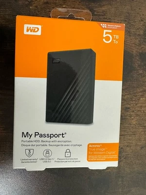Western Digital WD 5 TB My Passport Portable hard drive HDD Backup SEALED - Image 1 of 3