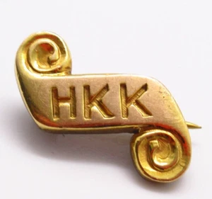 Prendedor de solapa de desplazamiento HKK tono dorado iniciales monograma vintage tamaño pequeño - Imagen 1 de 6
