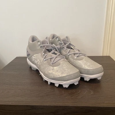Under Armour Mens Size 11 Harper 8 Baseball Cleats Grey/White 3026588-106 - Image 1 of 4