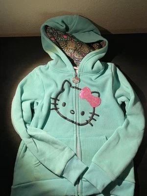 Sudadera con capucha verde azulado talla 7 de Hello Kitty para niñas jóvenes Foto 1 de 4