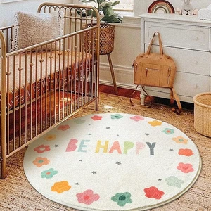 Alfombra redonda para sala de juegos para niños - Alfombras infantiles de alfabeto suave para dormitorio - Tiempo de juego C... - Imagen 1 de 6