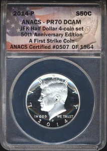 Moneda de medio dólar Kennedy 2014-P ANACS PR70 DCAM-50 aniversario-primer golpe - Imagen 1 de 2
